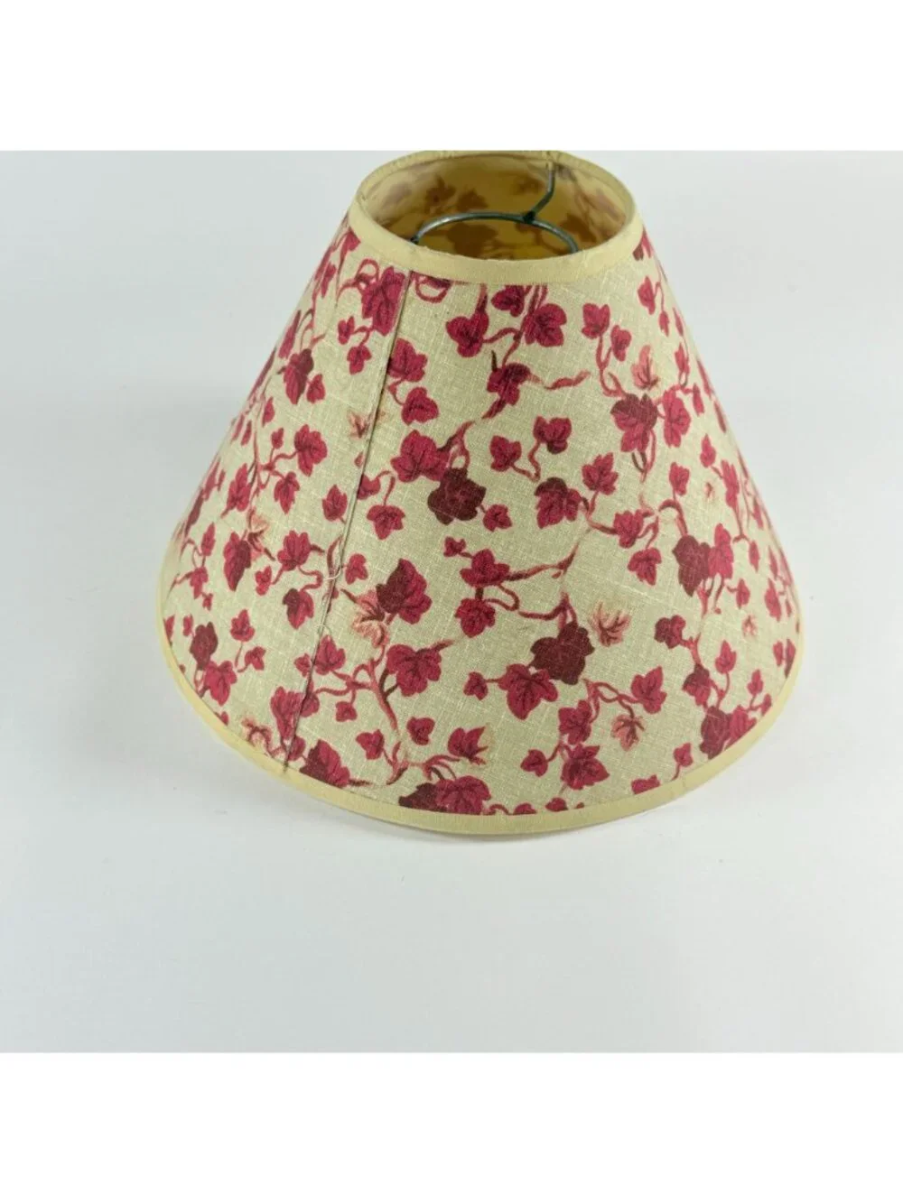 Vintage Floral Lamp Shade Beige & Red Fabric Bell Shape Stylish